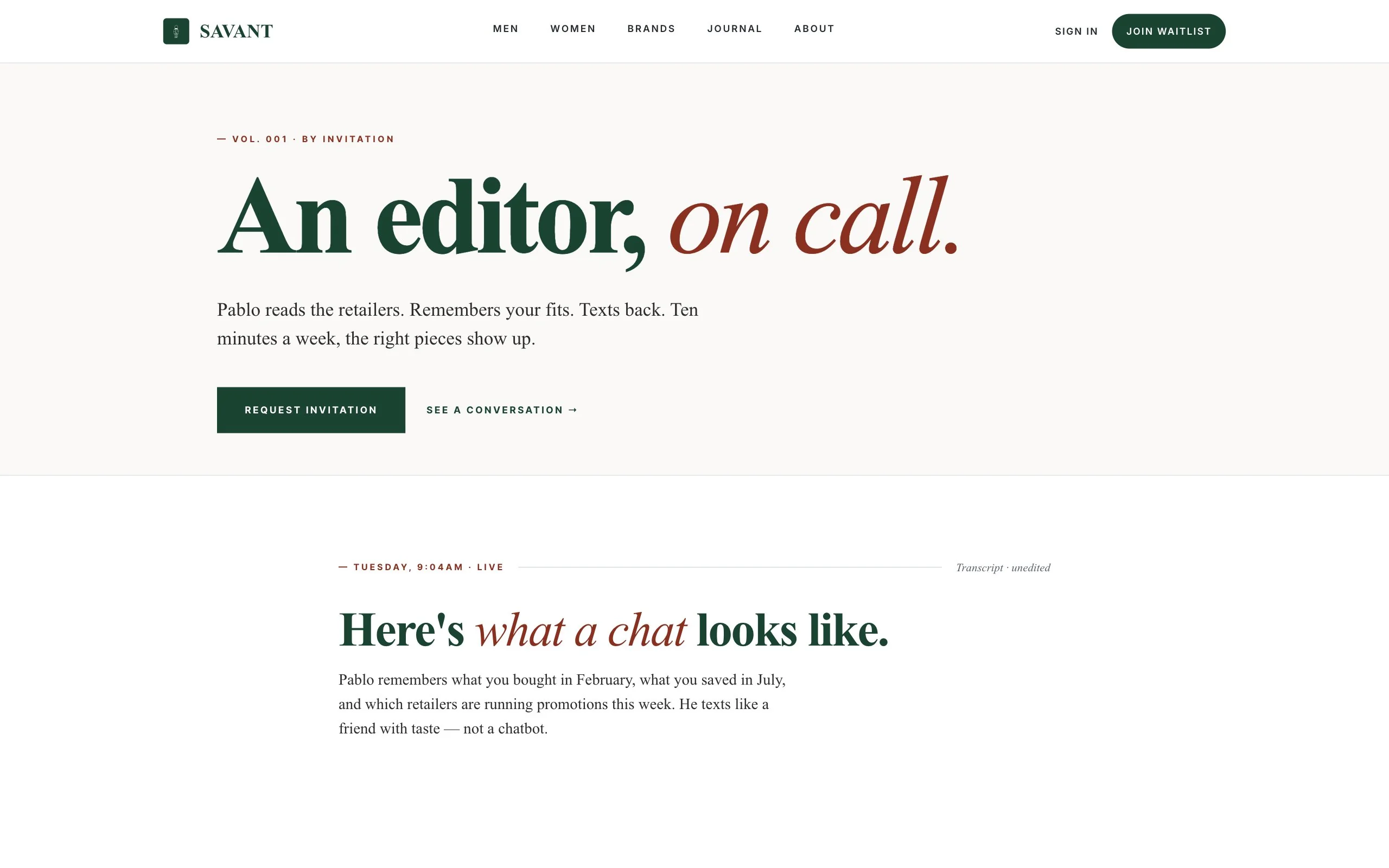 Savant Shopper homepage
