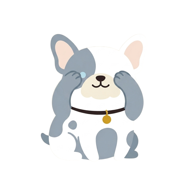 Truf the dog with paws over his eyes